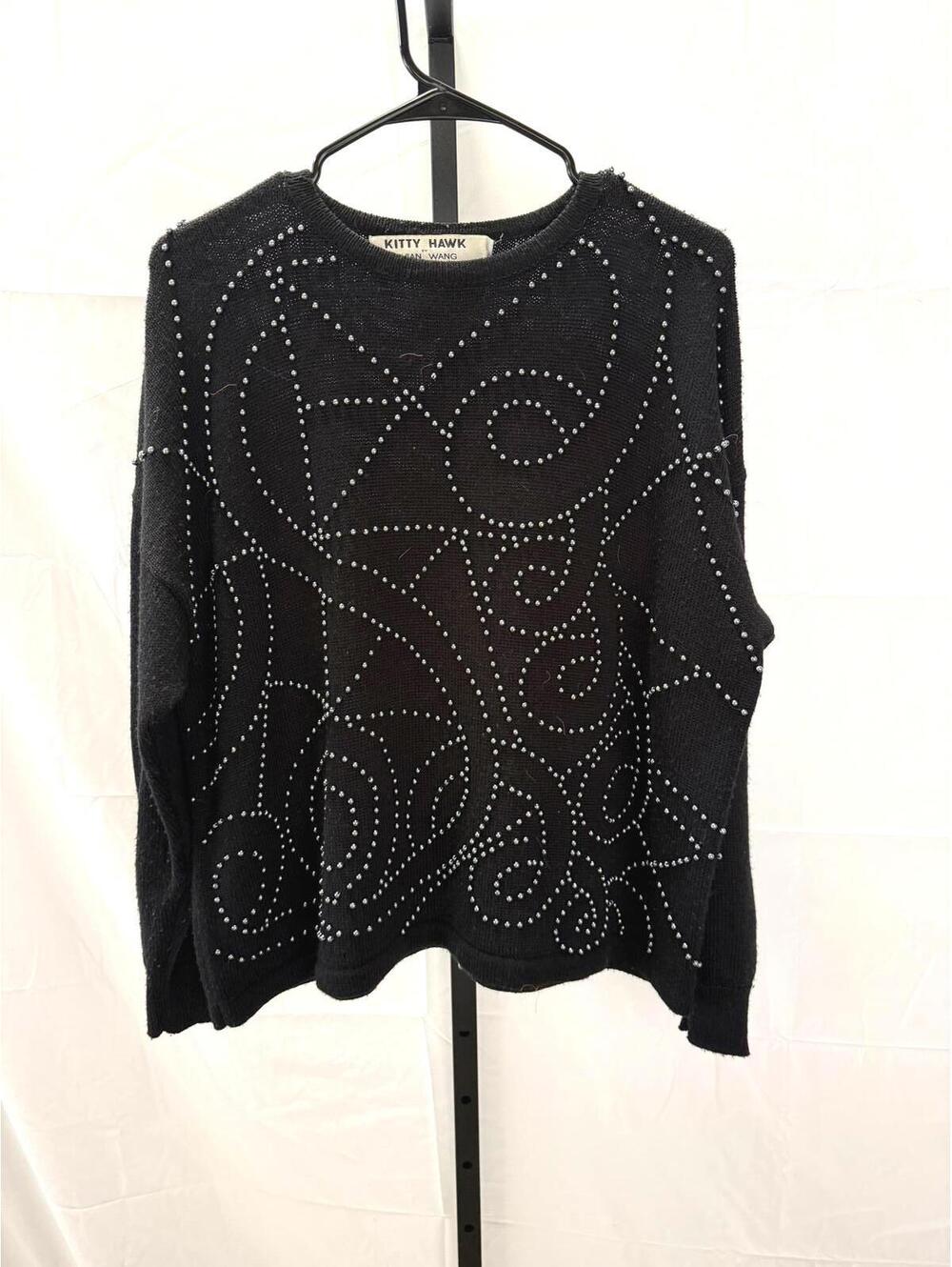 Kitty Hawk by Vivian Wang Black  Blend Sweater with Studded Design, Size Small